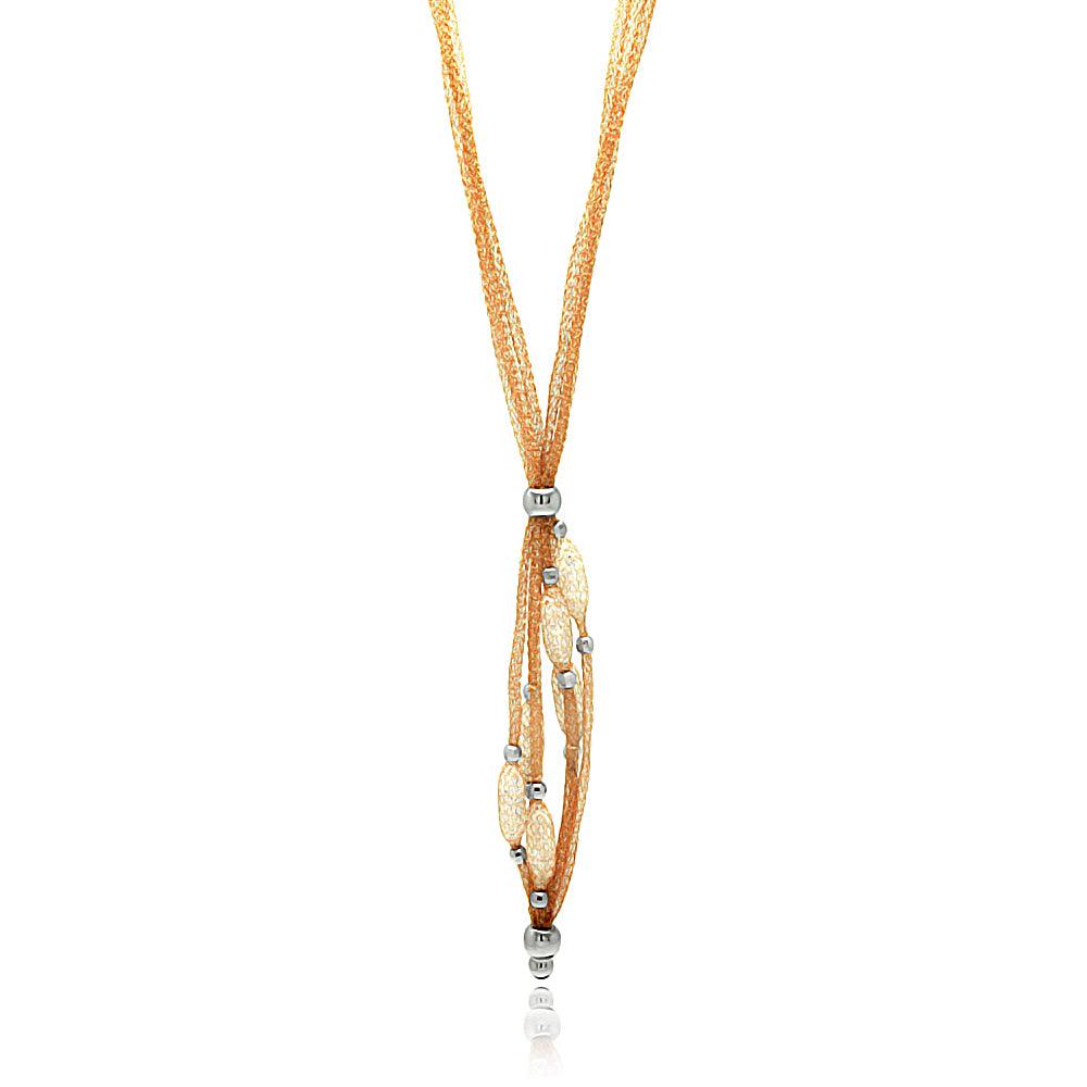 Rose Gold Plated 925 Sterling Silver Triple Strand Mesh Necklace and Dropped Mesh Filled with CZ - ITN00065RGP SPI