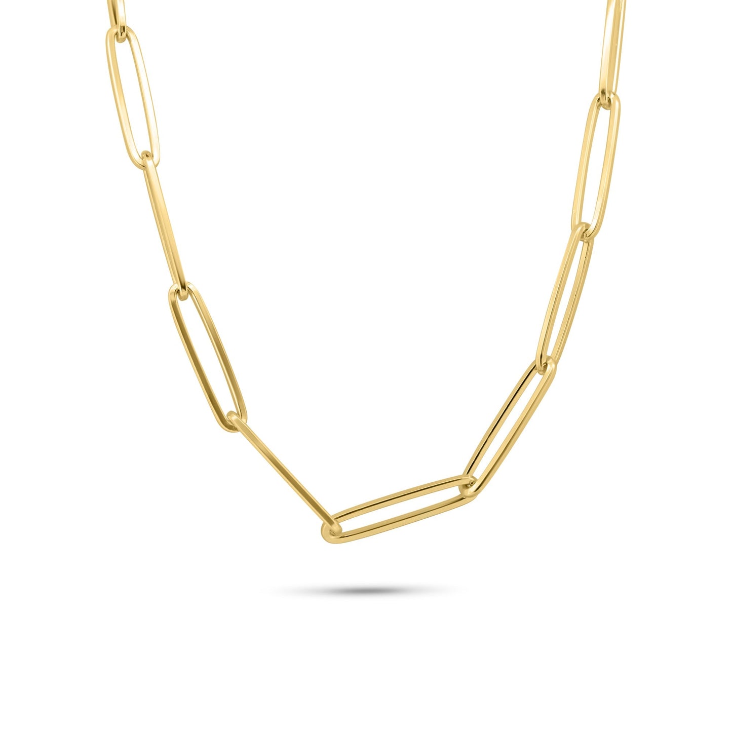Gold Plated 925 Sterling Silver Adjustable Long 5.5mm Paperclip Necklace - ITN00167-GP SPI