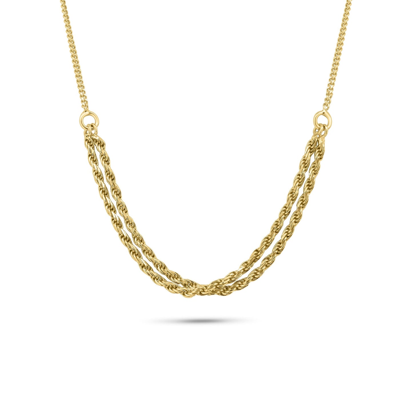 Gold Plated 925 Sterling Silver Curb Strand 1.7mm Rope Adjustable Necklace - ITN00171-GP SPI