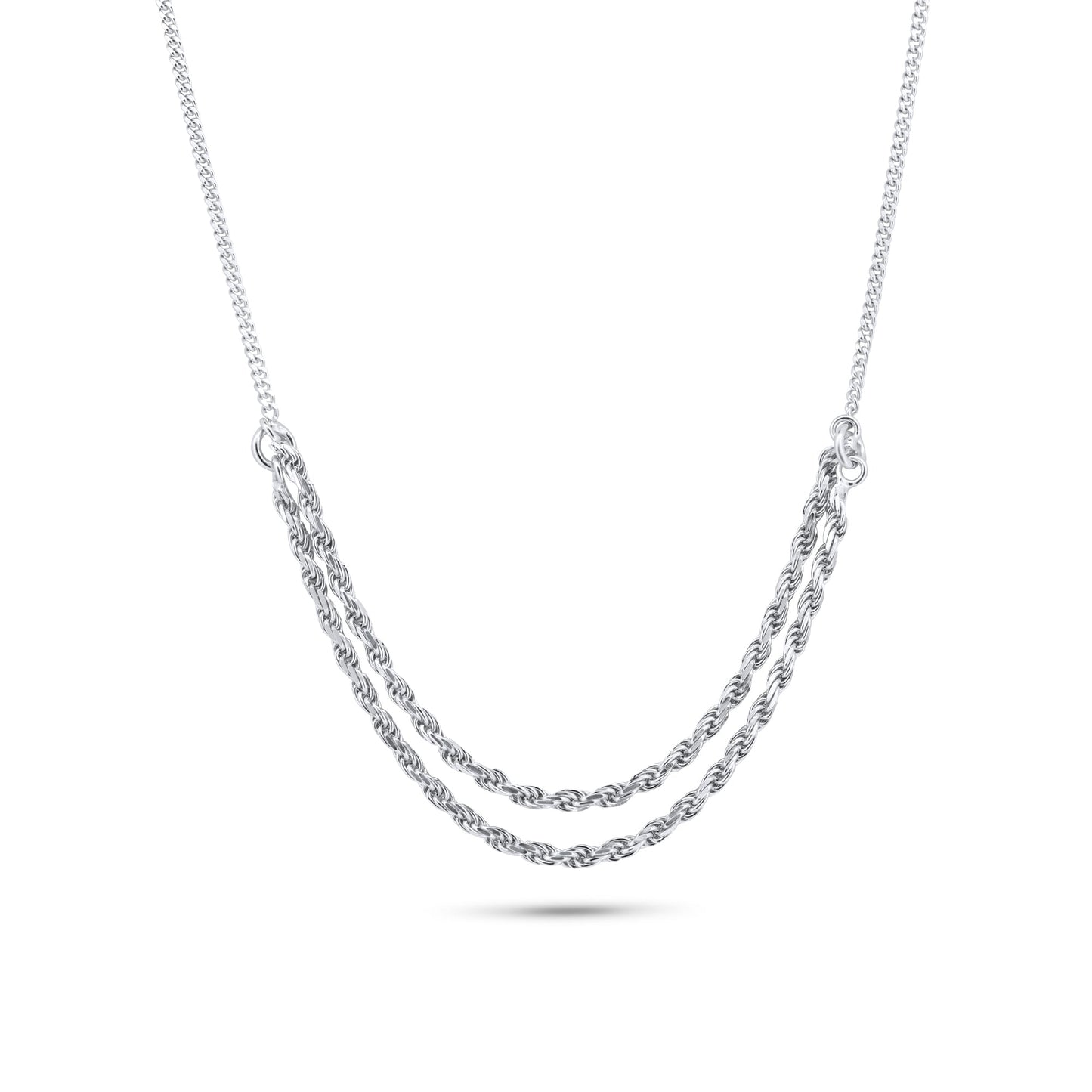 Rhodium Plated 925 Sterling Silver Curb Strand 1.7mm Rope Adjustable Necklace - ITN00171-RH SPI