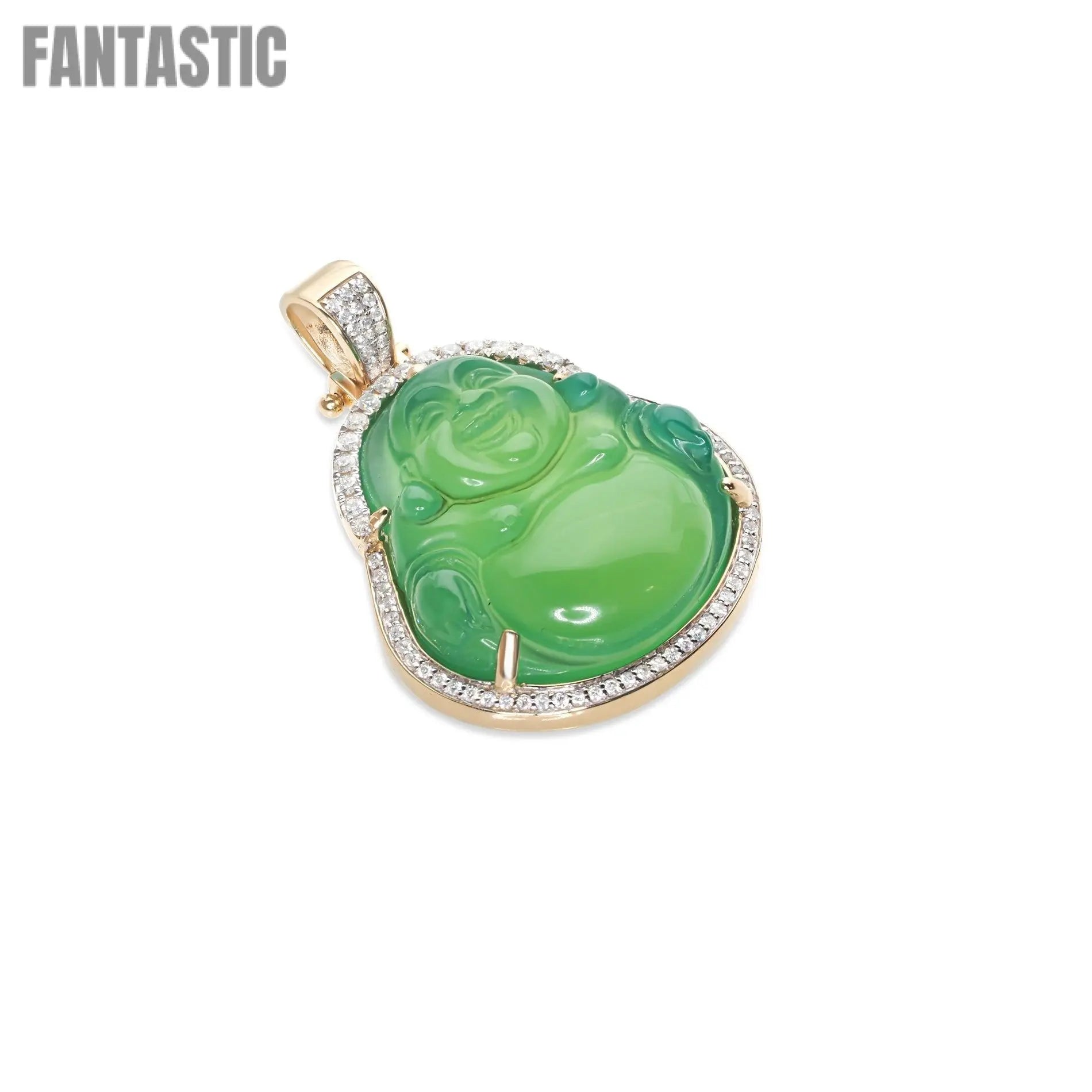 14K Gold Jade Buddha Pendant with Diamonds | FJNYC – Fantastic