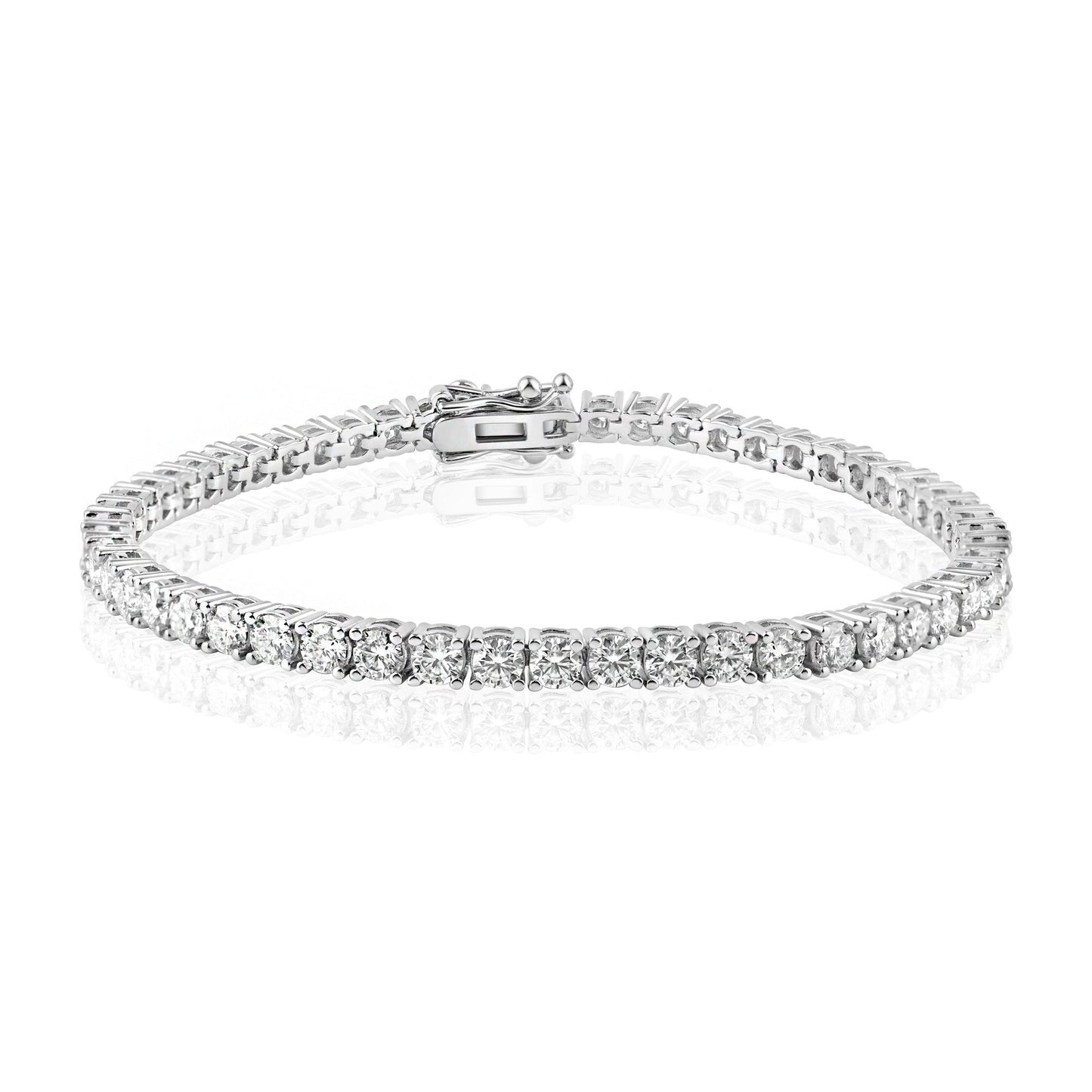 Rhodium Plated 925 Sterling Silver Moissanite Stone 3mm Tennis Bracelet - MBGB00001 SPI