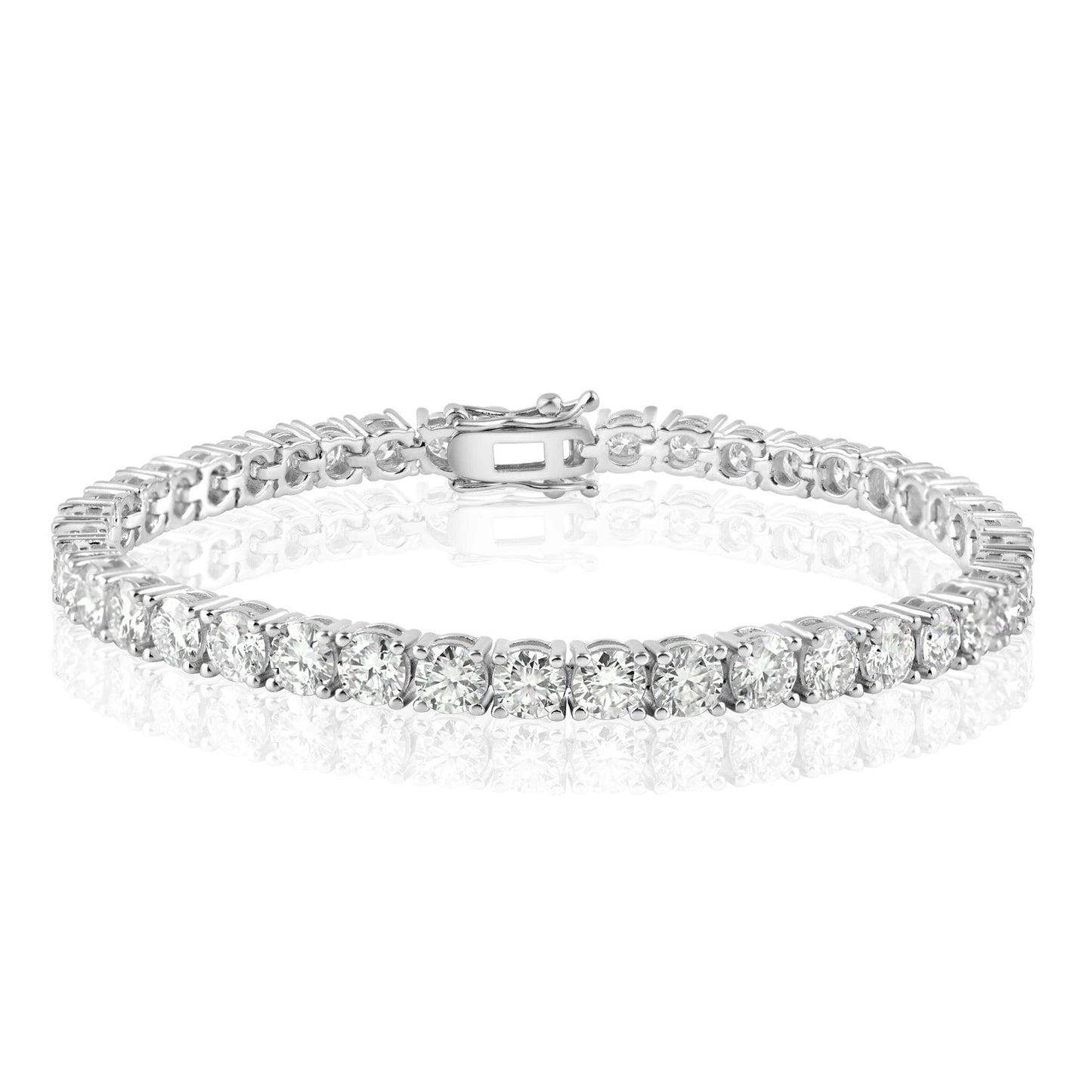 Rhodium Plated 925 Sterling Silver Moissanite Stone 4mm Tennis Bracelet - MBGB00002 SPI