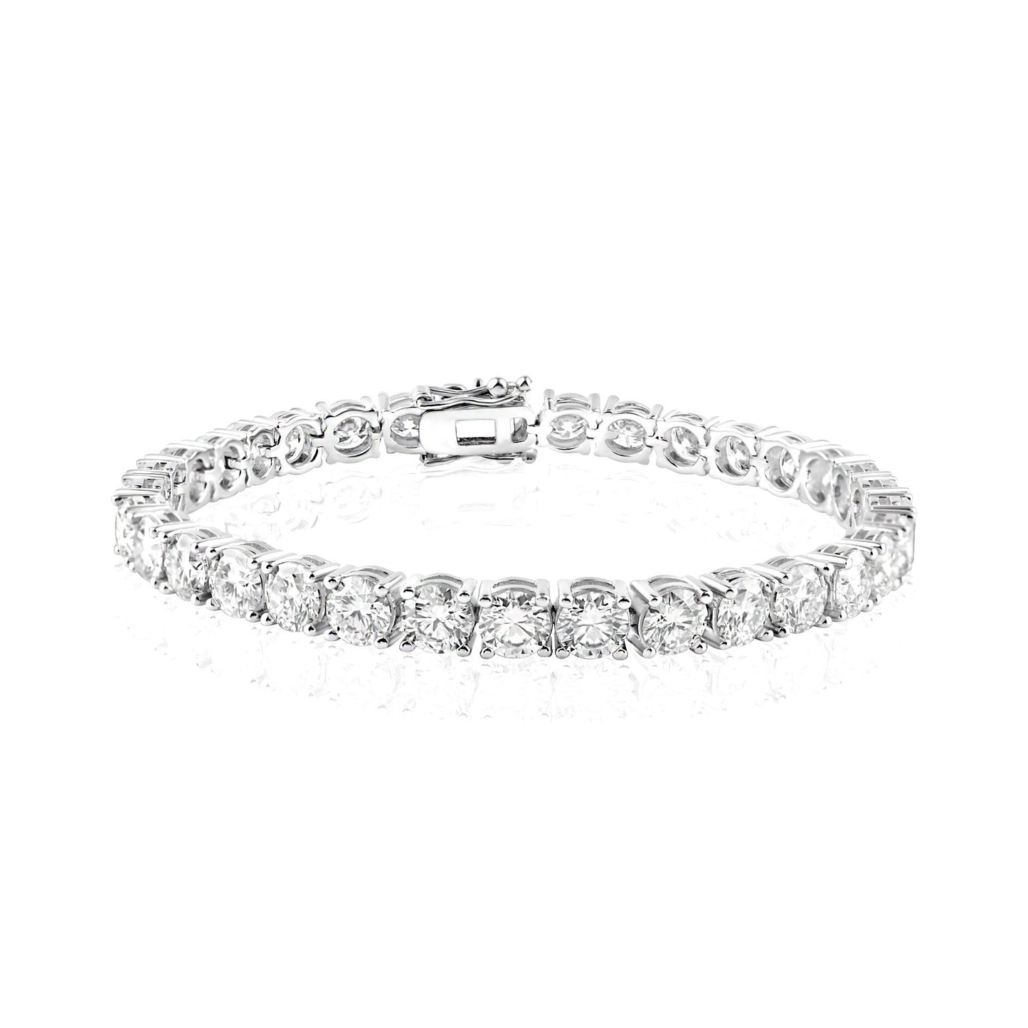 Rhodium Plated 925 Sterling Silver Moissanite Stone 5mm Tennis Bracelet - MBGB00003 SPI