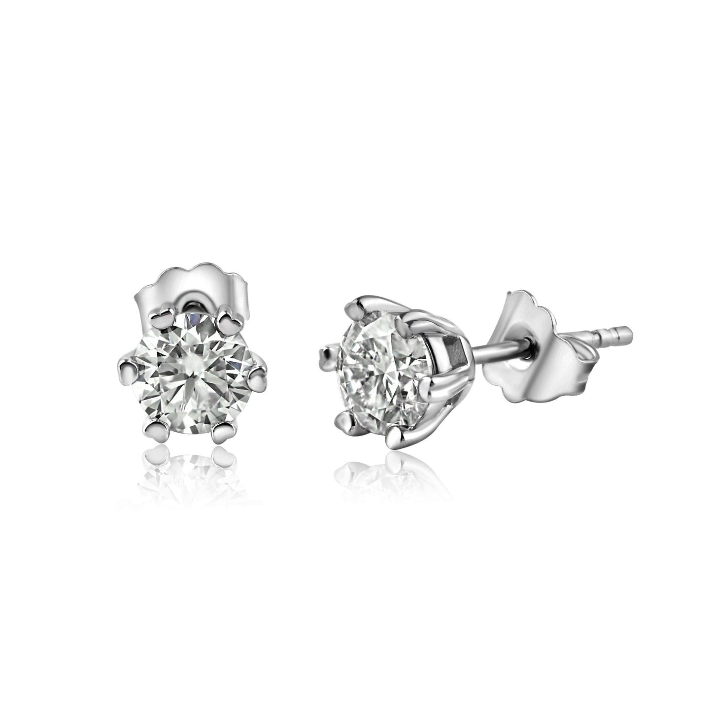 925 Sterling Silver Moissanite 0.5 Carat 6mm Round Push Back Earring - MBGE00001 SPI