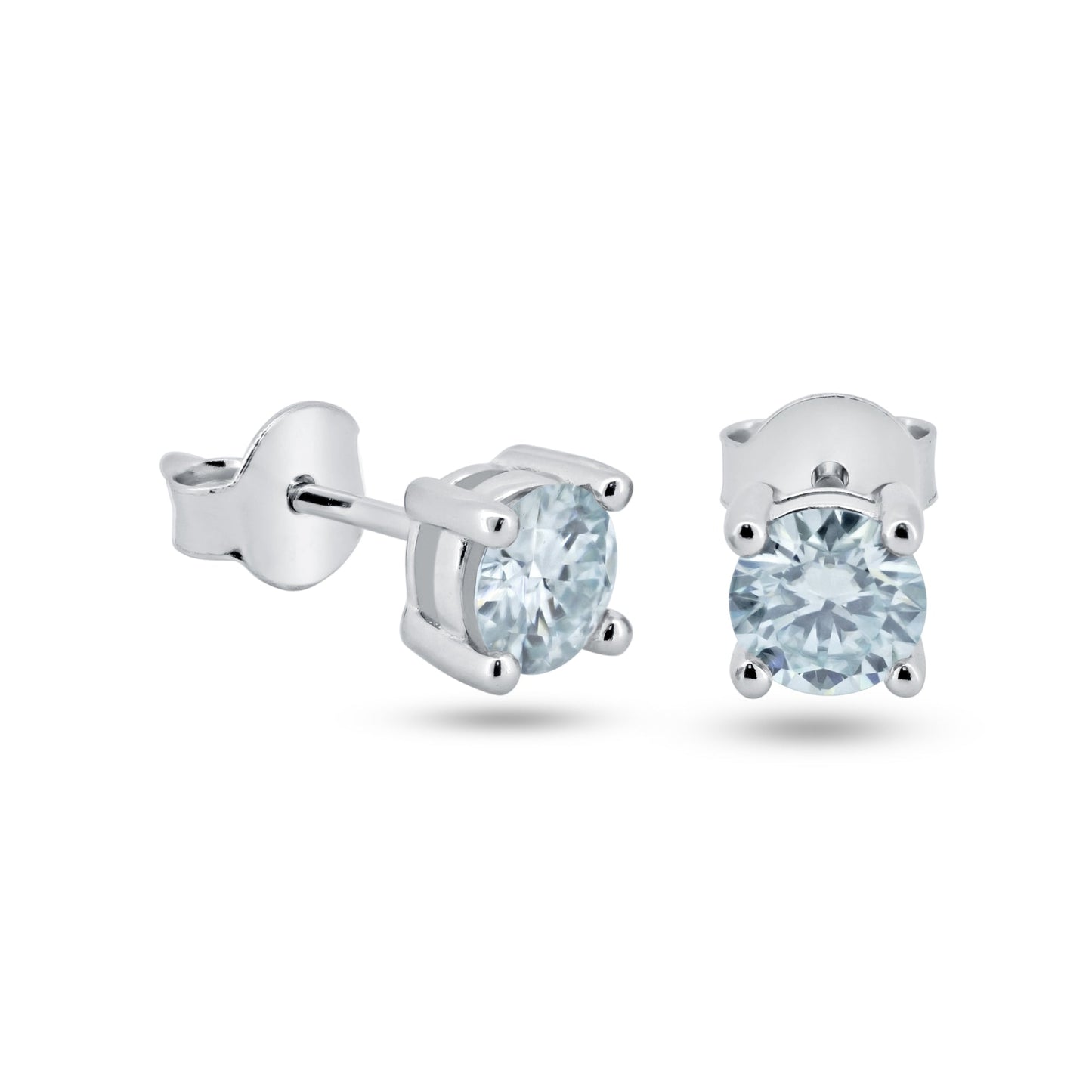925 Sterling Silver Moissanite 5mm Round Push Back Earring - MBGE00003 SPI