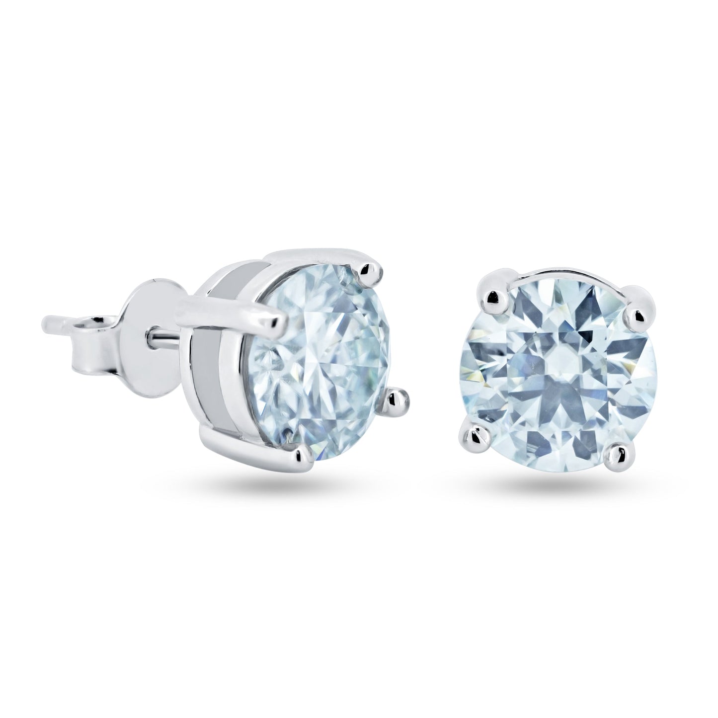 925 Sterling Silver Moissanite 8mm Round Push Back Earring - MBGE00005 SPI