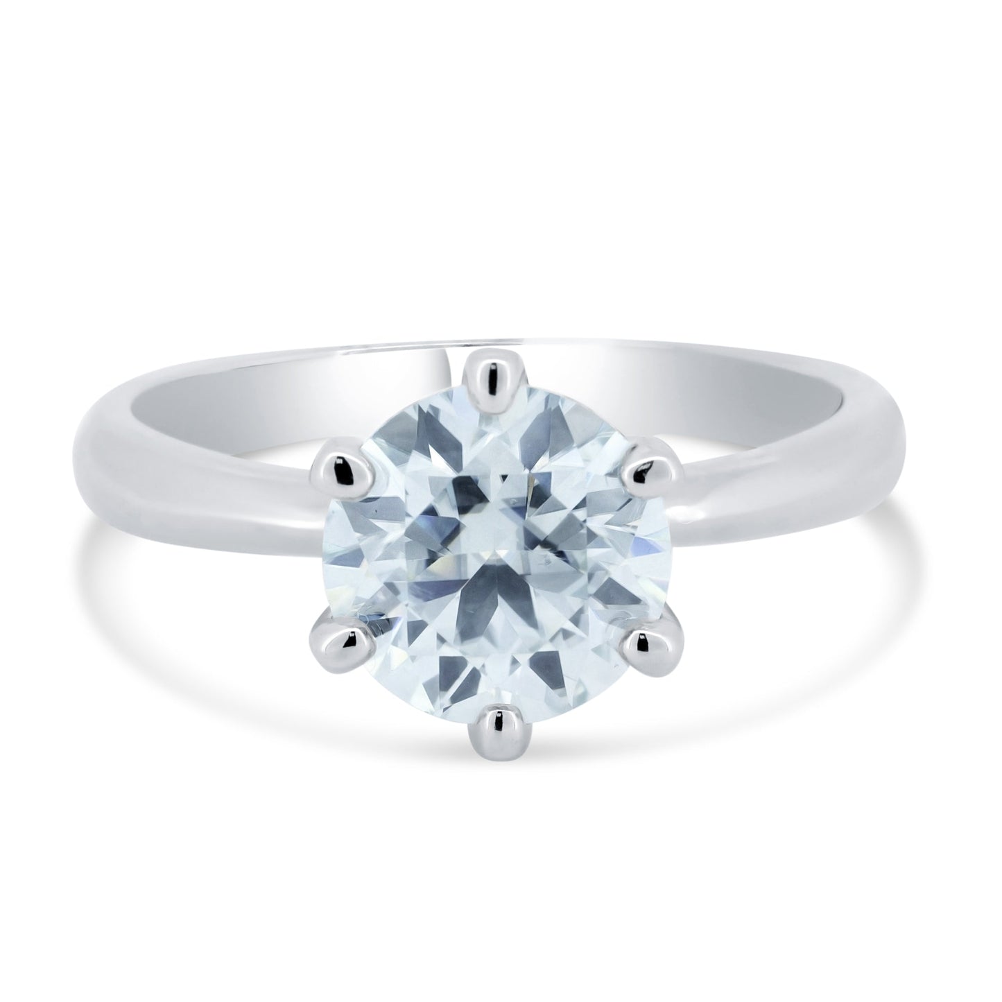Rhodium Plated 925 Sterling Silver 2 Carat Moissanite Ring - MBGR00002 SPI