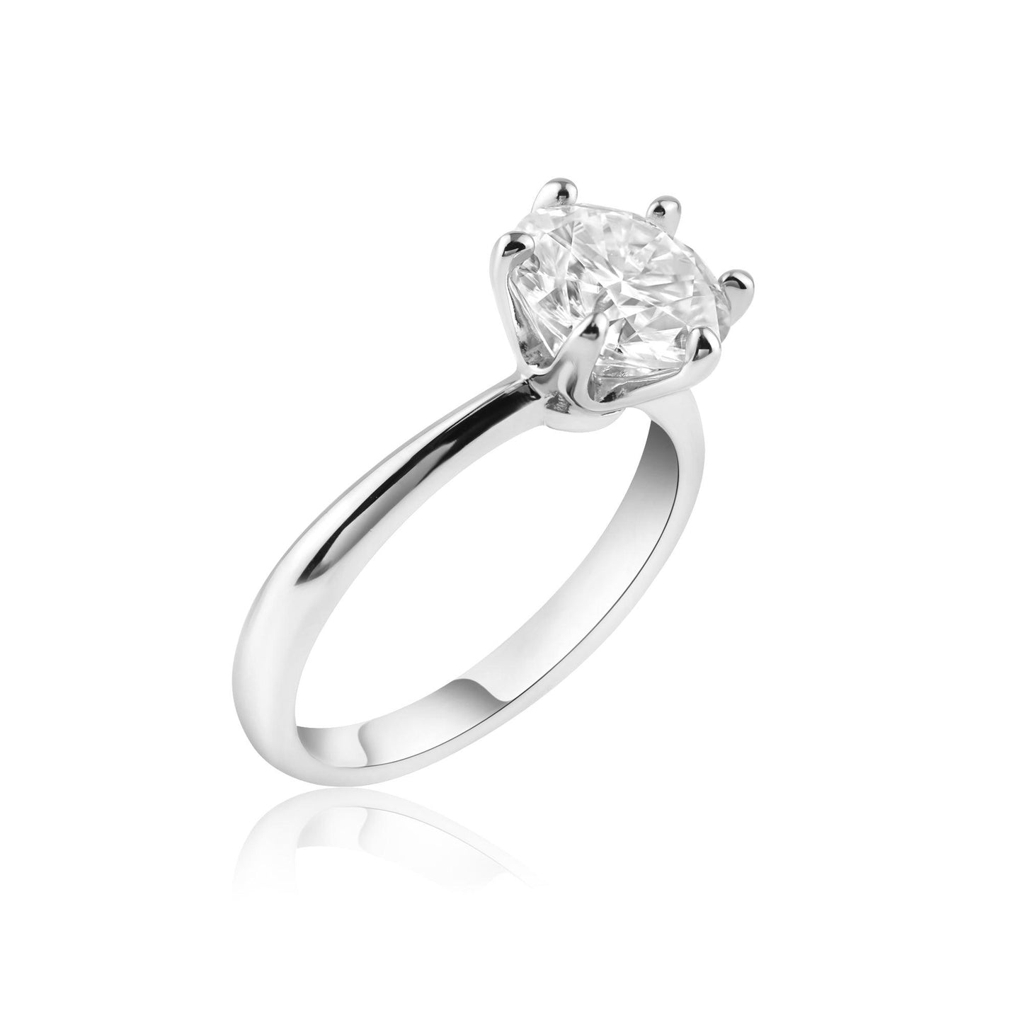 Rhodium Plated 925 Sterling Silver 2 Carat Moissanite Ring - MBGR00002 SPI