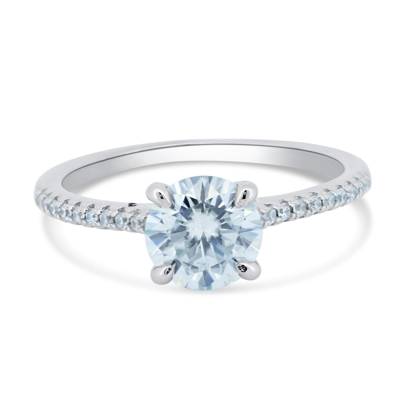 Rhodium Plated 925 Sterling Silver 1 Carat Moissanite Stones Ring - MBGR00013 SPI