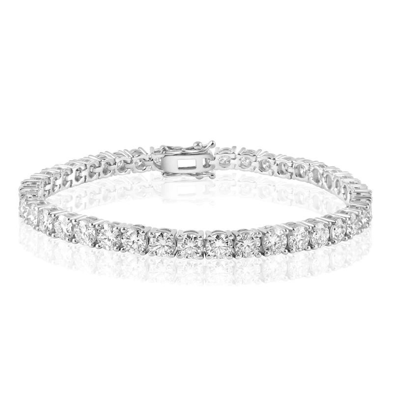 Rhodium Plated 925 Sterling Silver Moissanite Stone 4mm Tennis Bracelet - MGMB00086 SPI