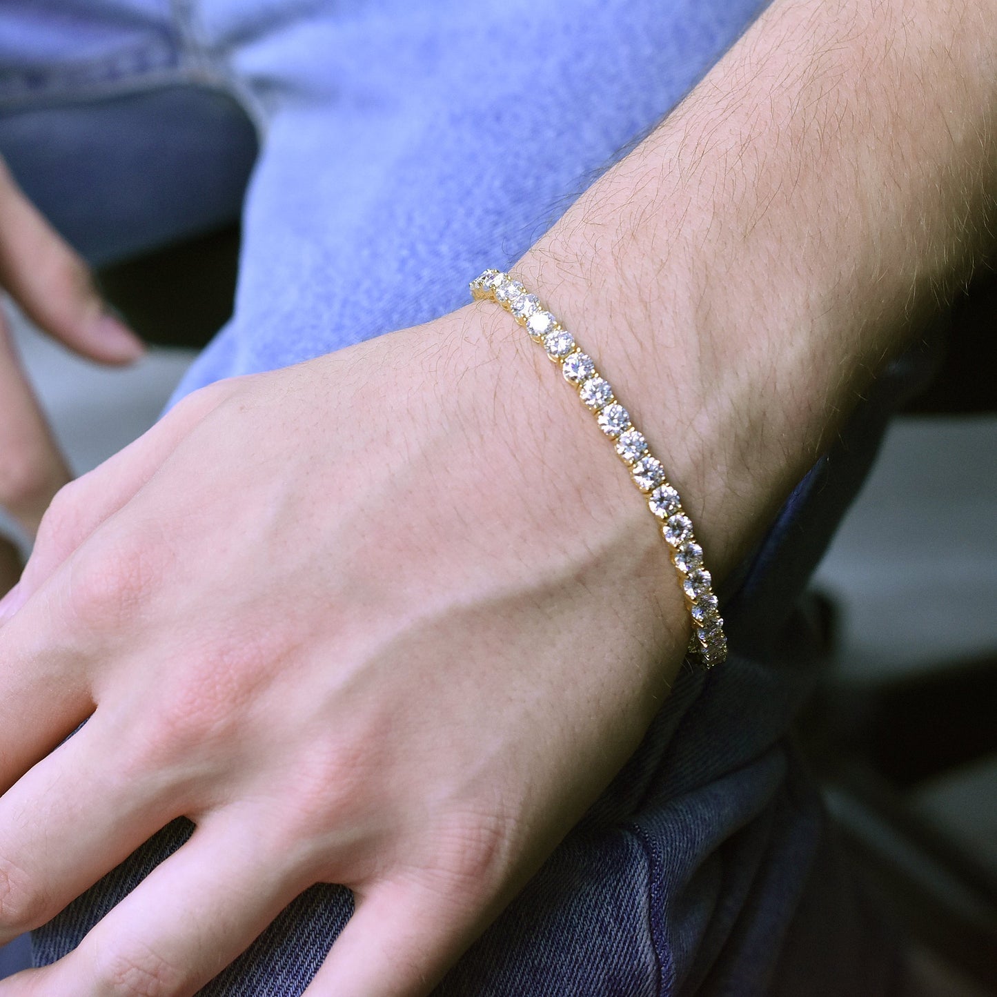 Gold Plated 925 Sterling Silver Moissanite Stone 5mm Tennis Bracelet - MGMB00087GP SPI