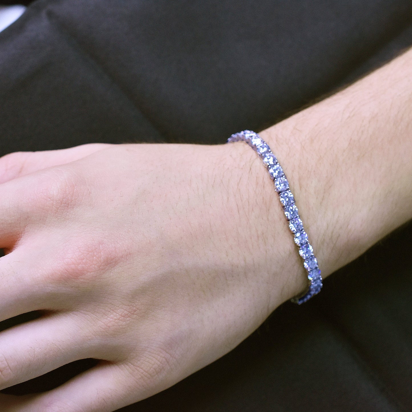 Rhodium Plated 925 Sterling Silver Moissanite Stone 5mm Tennis Bracelet - MGMB00087 SPI