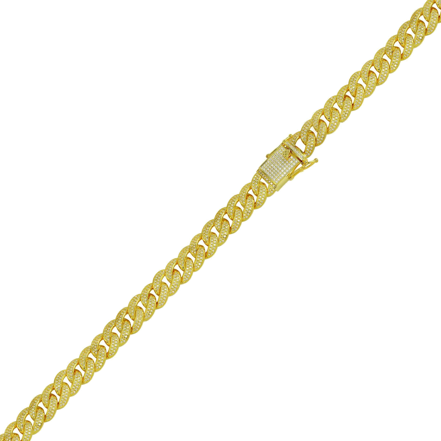 Gold Plated 925 Sterling Silver Moissanite Curb 9.5mm Bracelet - MGMB00089GP SPI