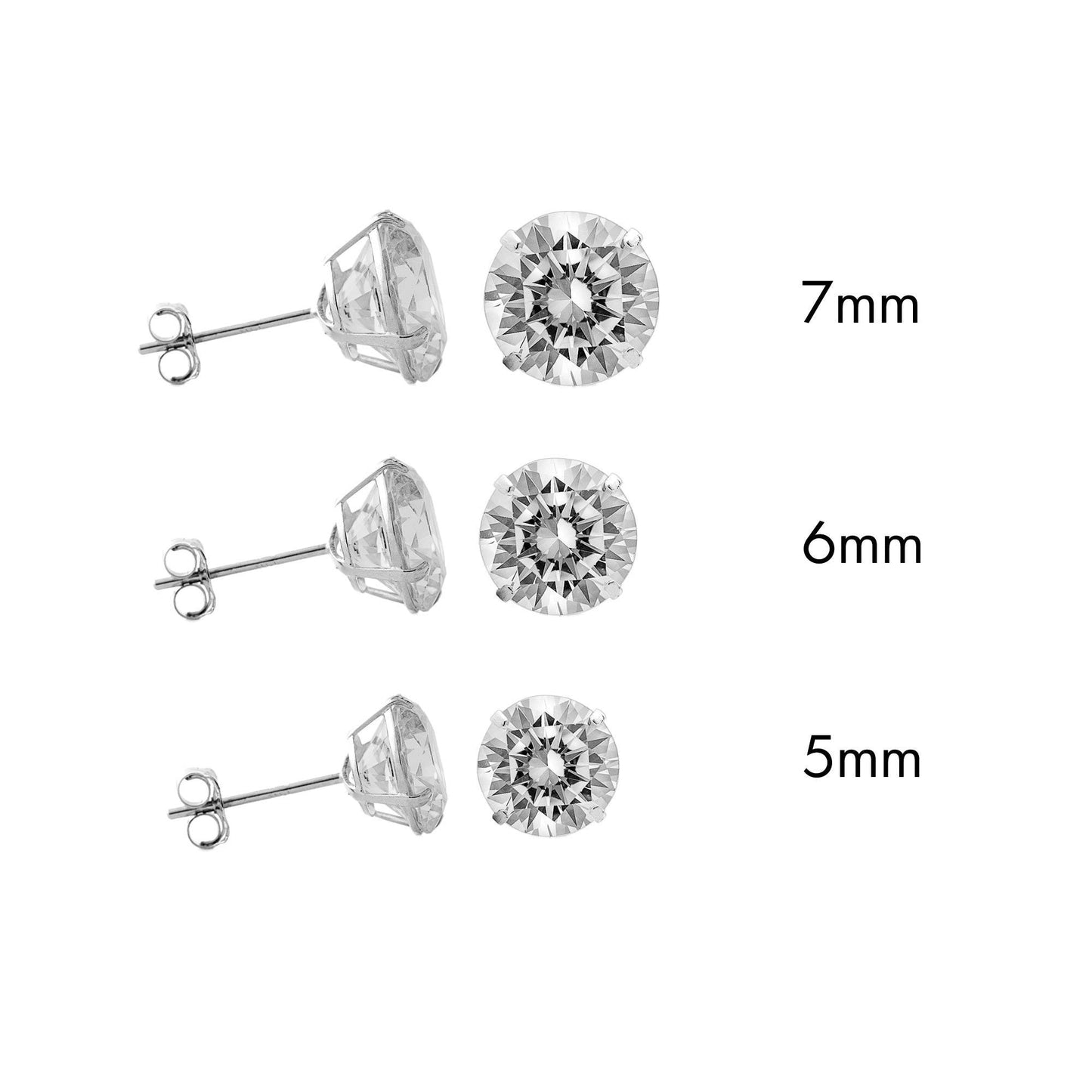 Sterling Rhodium Plated 925 Sterling Silver Moissanite Stone Round Push Back Earring - MGME00008 SPI