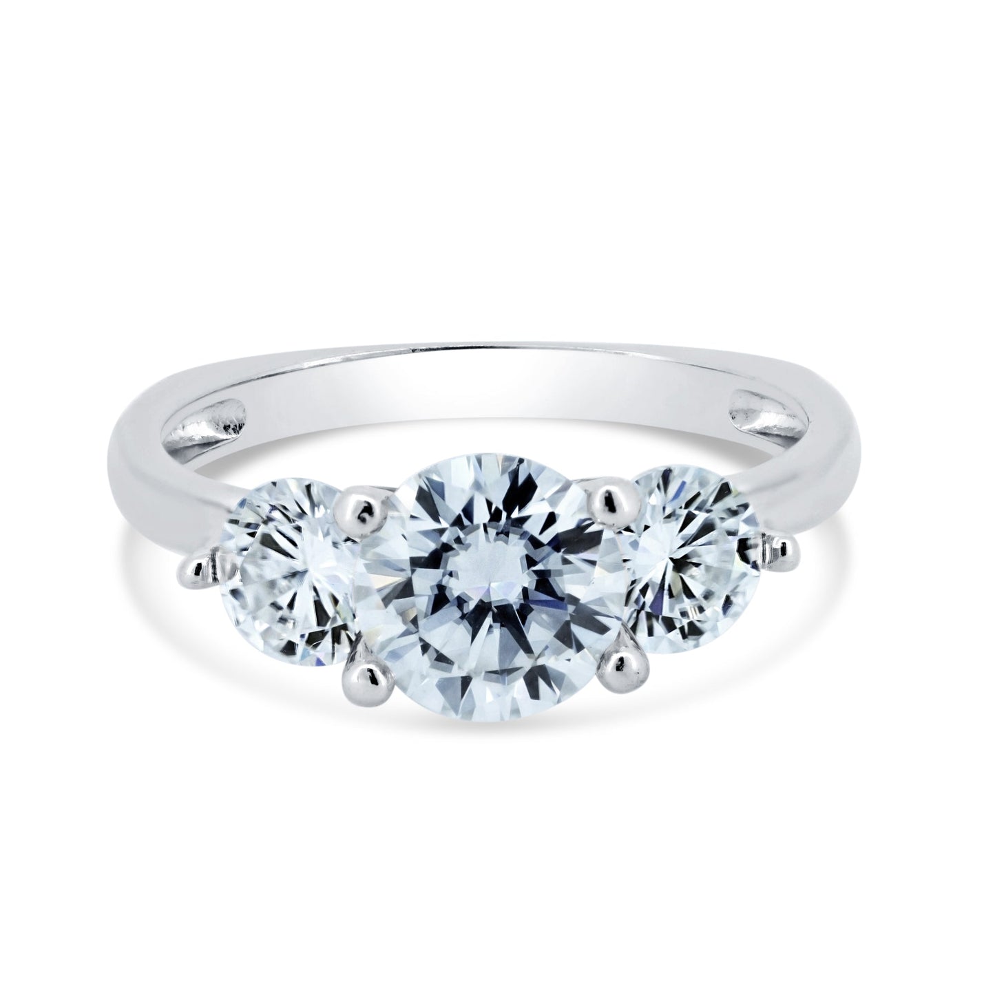 Rhodium Plated 925 Sterling Silver Past Present & Future Moissanite Ring - MGMR00001 SPI