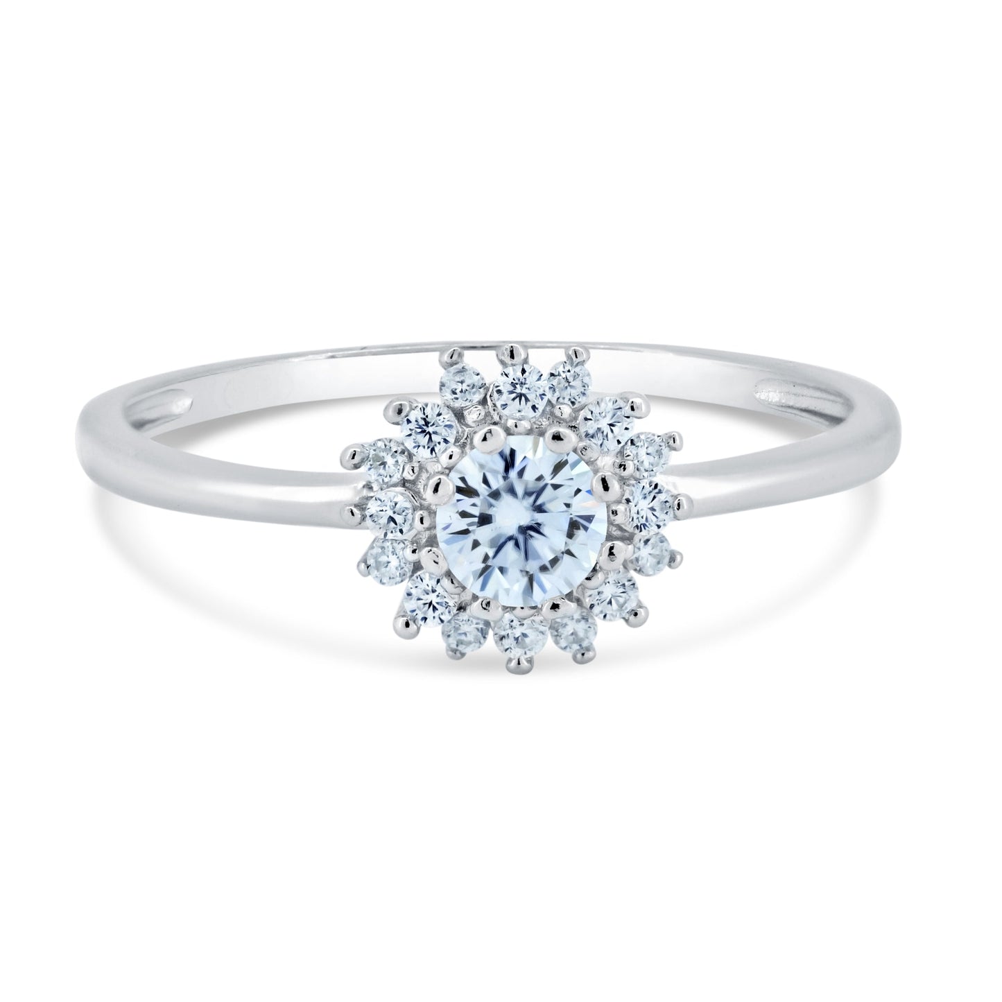 Rhodium Plated 925 Sterling Silver Flower Moissanite Ring - MGMR00004 SPI