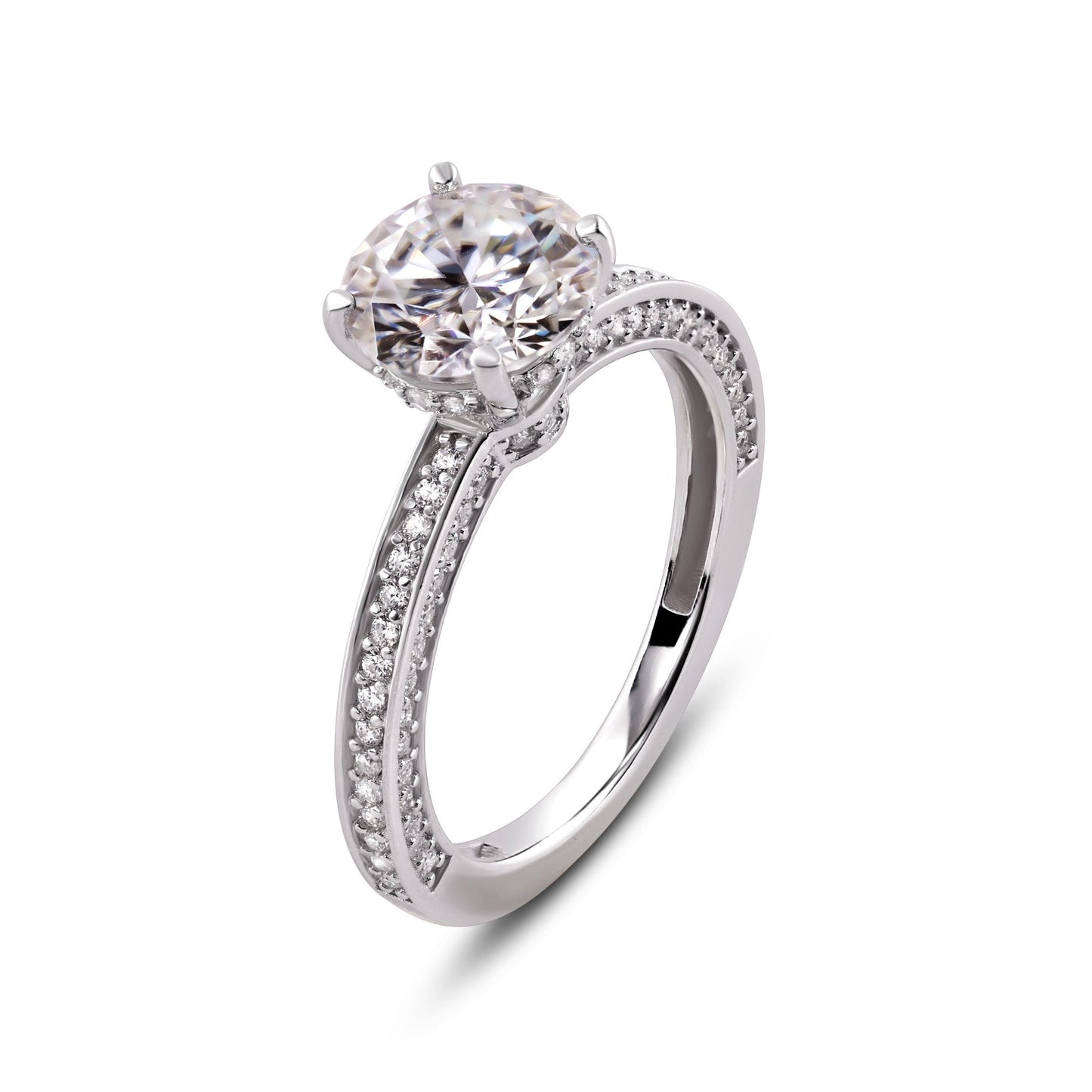Rhodium Plated 925 Sterling Silver Moissanite Stone Engagement Ring - MGMR00009 SPI
