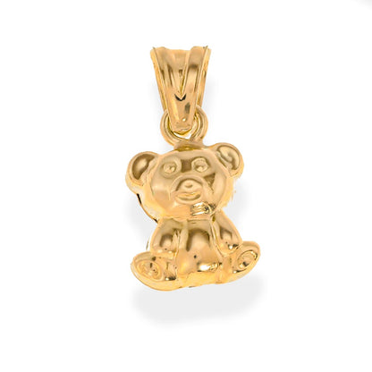 Real Gold 14K Tiny Teddy Bear Pendant | 14K Gold