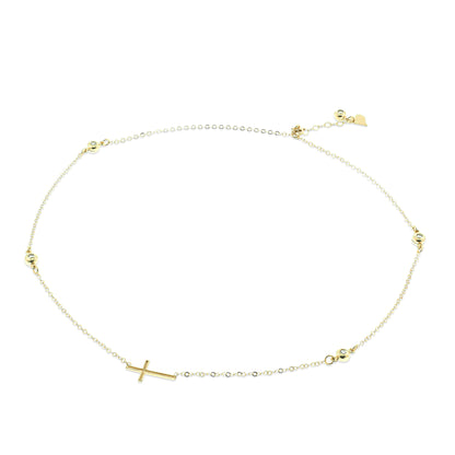 Sideways Cross Necklace | 14K Gold