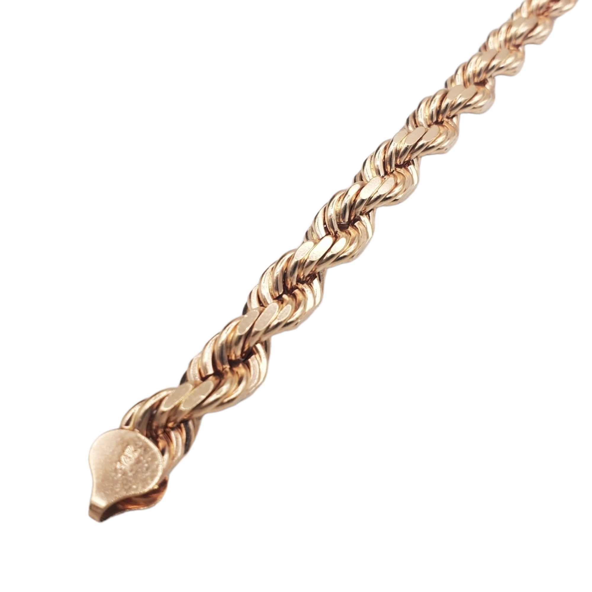 14K Rose Gold - Solid Rope Bracelet Fantastic NYC