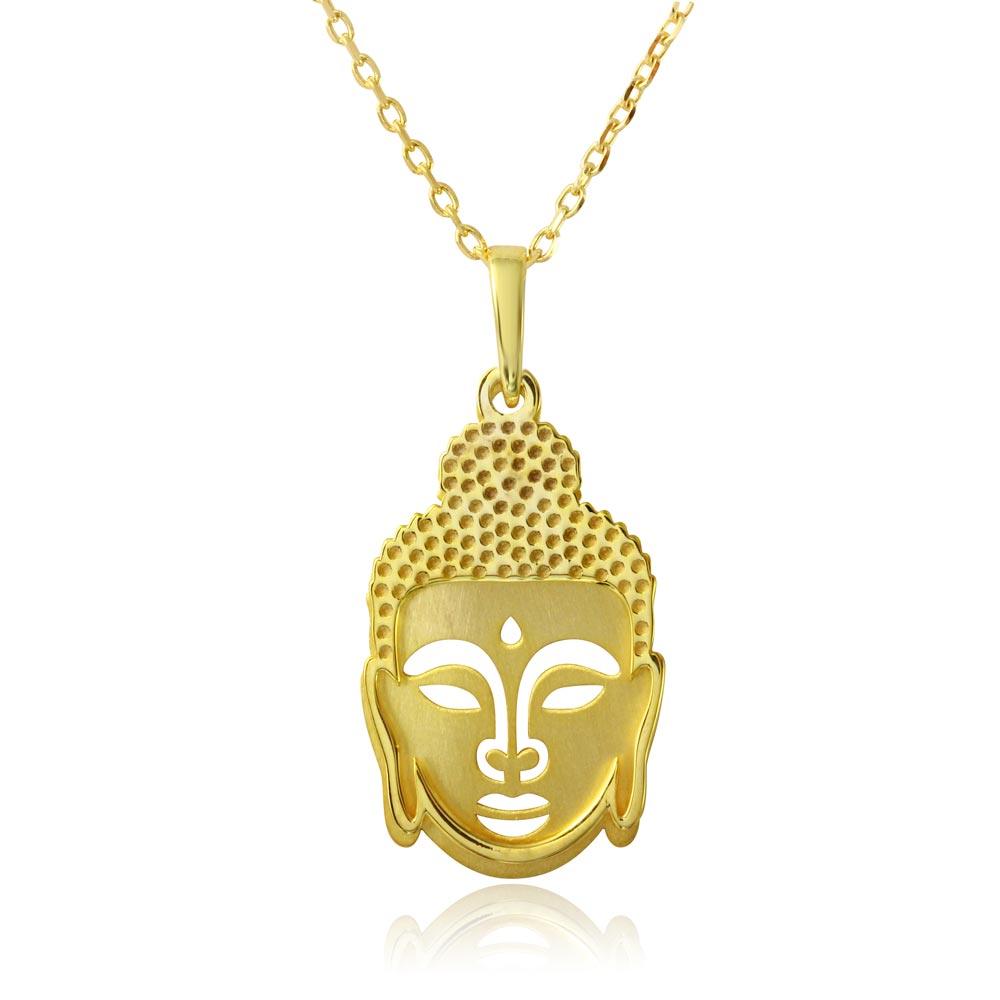 Gold Plated 925 Sterling Silver Buddha Pendant Necklace - SOP00011 SPI