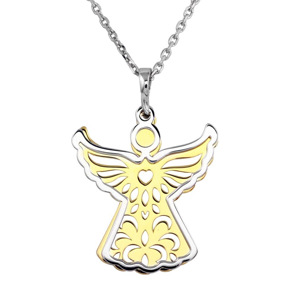 Two-Tone 925 Sterling Silver Angel Necklace - SOP00013 SPI