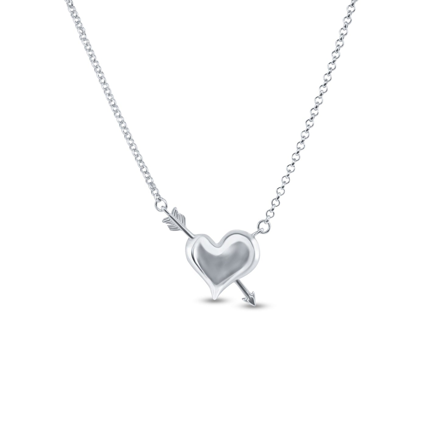 Rhodium Plated 925 Sterling Silver Valentine Heart Necklace Pendant - SOP00182 SPI