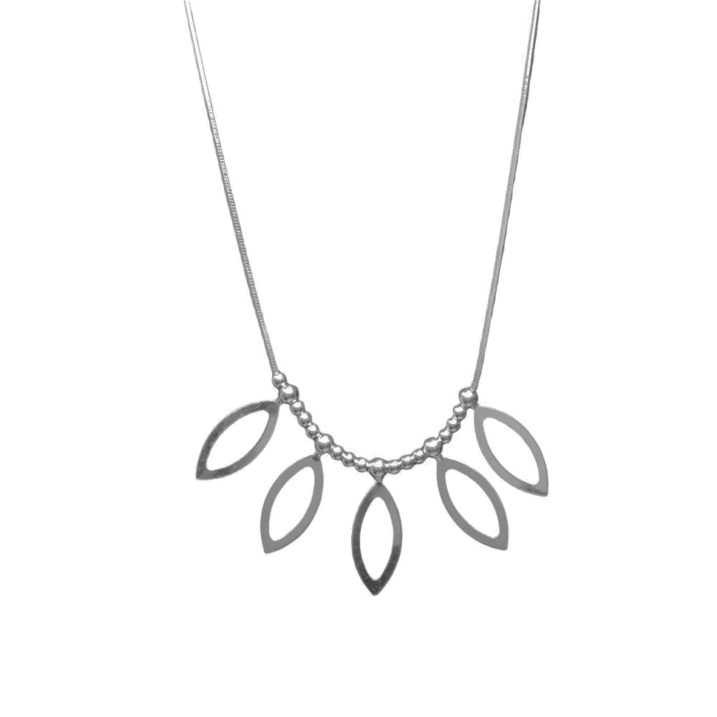 High Polish 925 Sterling Silver Multi Almond Shaped Dangle Necklace- SPN00013 Fantastic Jewelry NYC