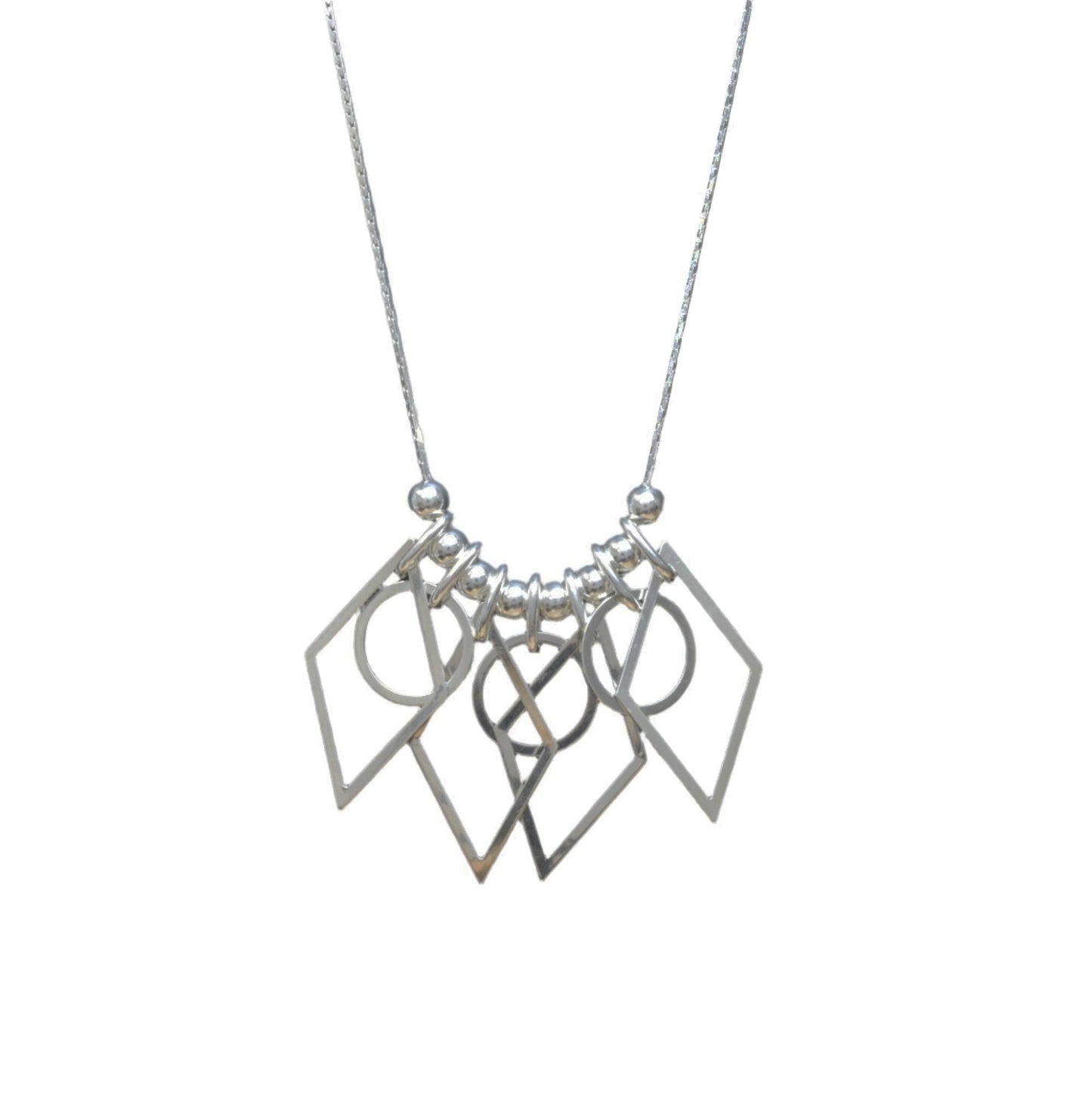 High Polish 925 Sterling Silver Multi Shaped Necklace- SPN00014 Fantastic Jewelry NYC