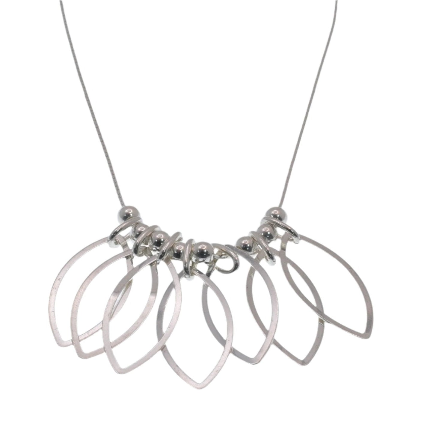 High Polish 925 Sterling Silver Multi Large Almond Shaped Necklace- SPN00015 Fantastic Jewelry NYC