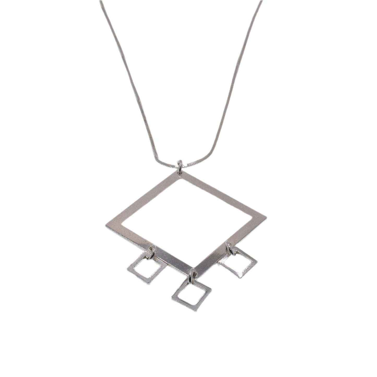 High Polish 925 Sterling Silver Multi Square Dangle Necklace- SPN00016 Fantastic Jewelry NYC