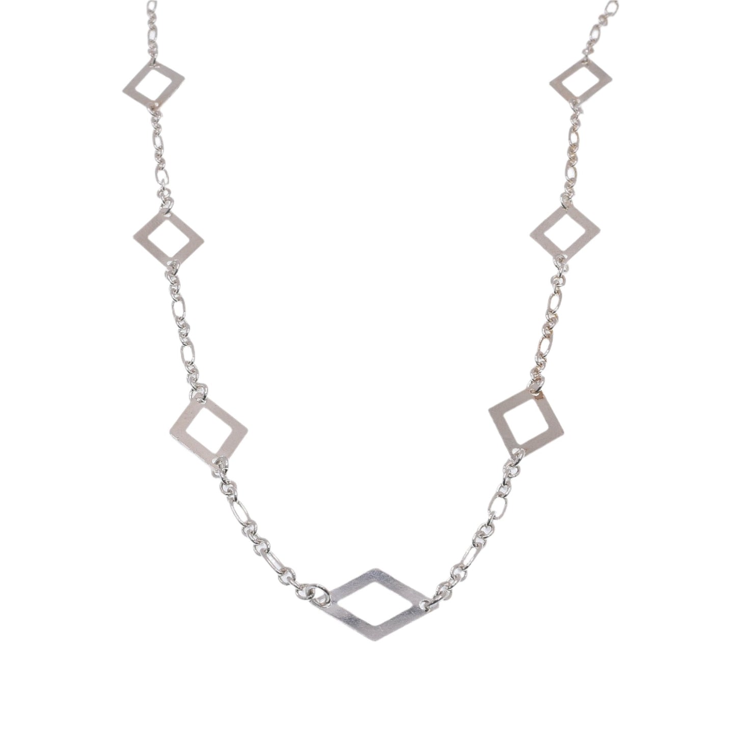 High Polish 925 Sterling Silver Diamond Inlay Link Necklace- SPN00022 Fantastic Jewelry NYC