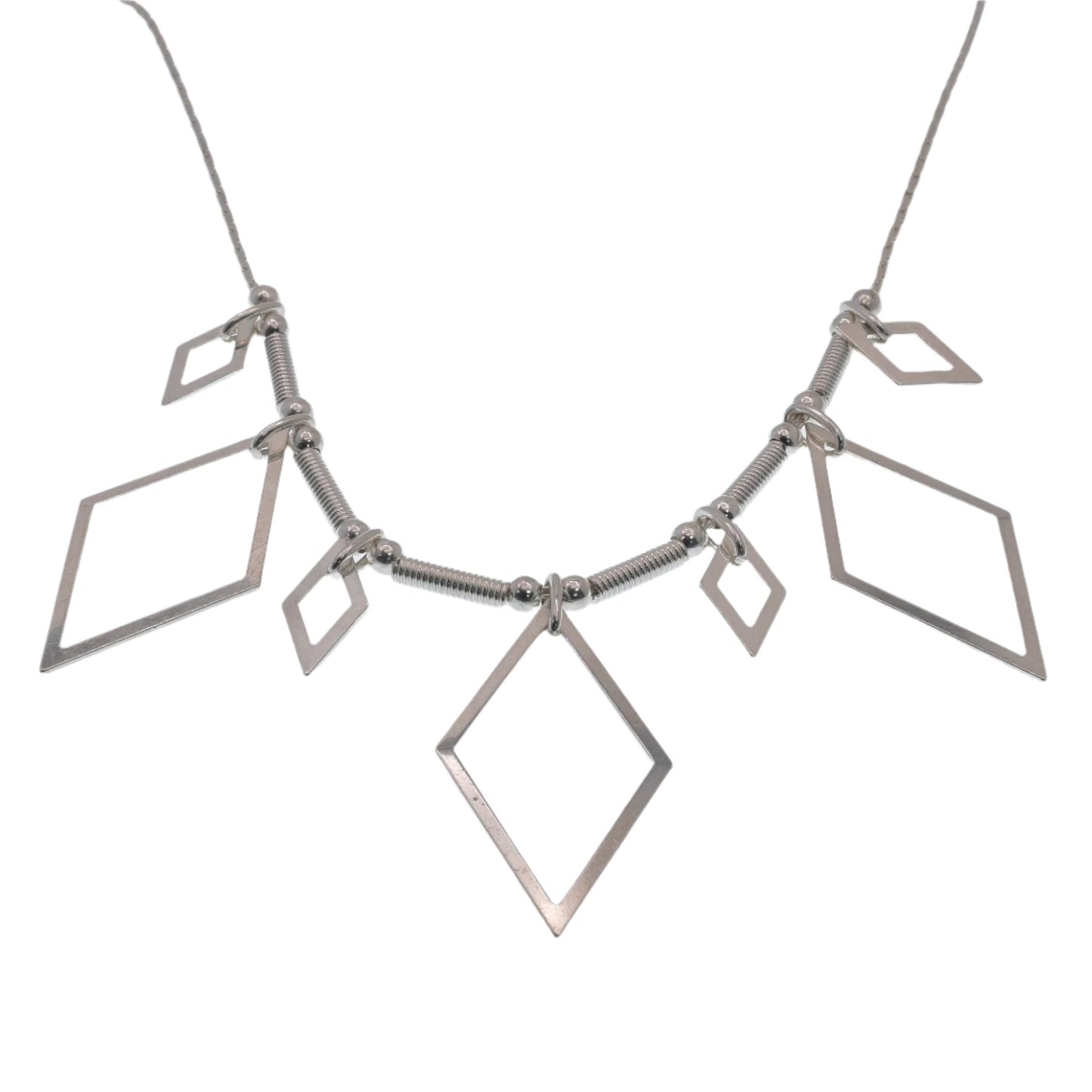 High Polish 925 Sterling Silver Multi Diamond & Tube Necklace- SPN00023 Fantastic Jewelry NYC