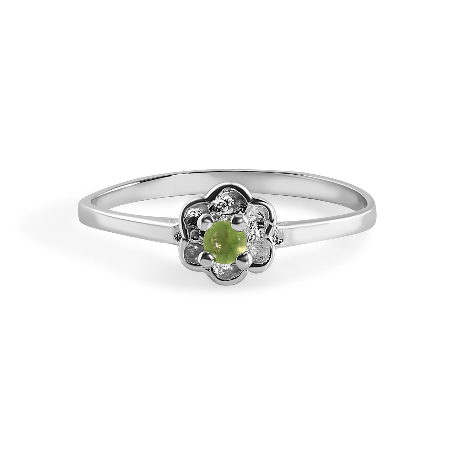 Rhodium Plated 925 Sterling Silver Dainty Birthstone Flower Ring- SPR00004 Fantastic Jewelry NYC