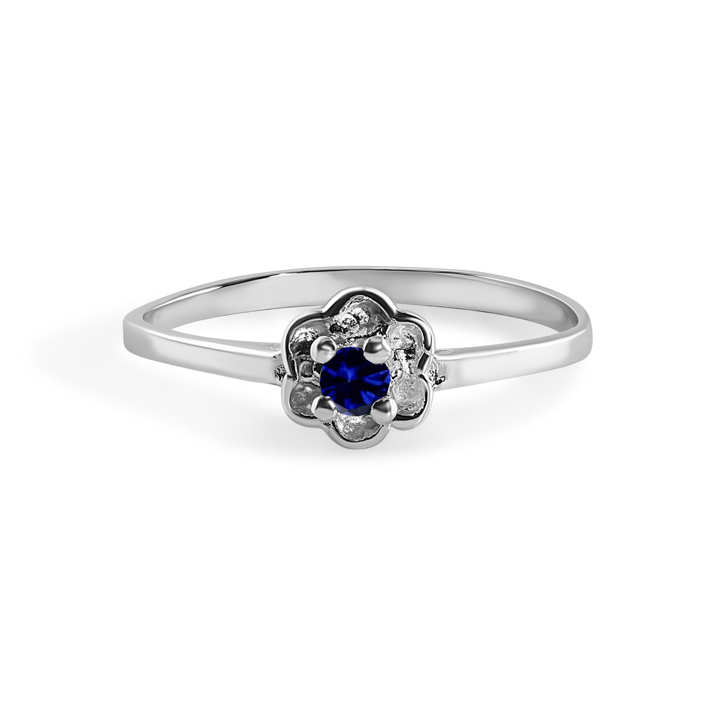 Rhodium Plated 925 Sterling Silver Dainty Birthstone Flower Ring- SPR00004 Fantastic Jewelry NYC
