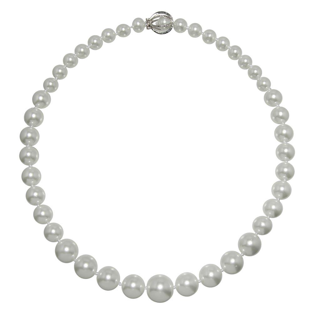 Rhodium Plated 925 Sterling Silver Pearl Pendant Necklace - STP00929 Fantastic Jewelry NYC