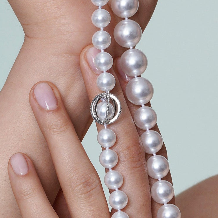 Rhodium Plated 925 Sterling Silver Pearl Pendant Necklace - STP00929 Fantastic Jewelry NYC