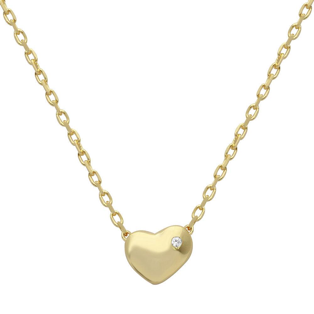 Gold Plated 925 Sterling Silver Small Heart with Stone Necklace - STP01542GP SPI