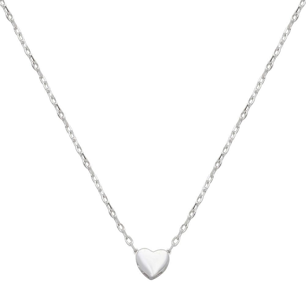 Rhodium Plated 925 Sterling Silver Small Heart Necklace - STP01543 SPI