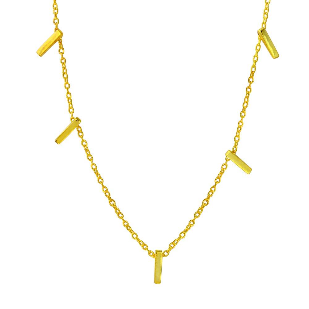 Gold Plated 925 Sterling Silver Small Multi Bar Necklace - STP01557GP SPI