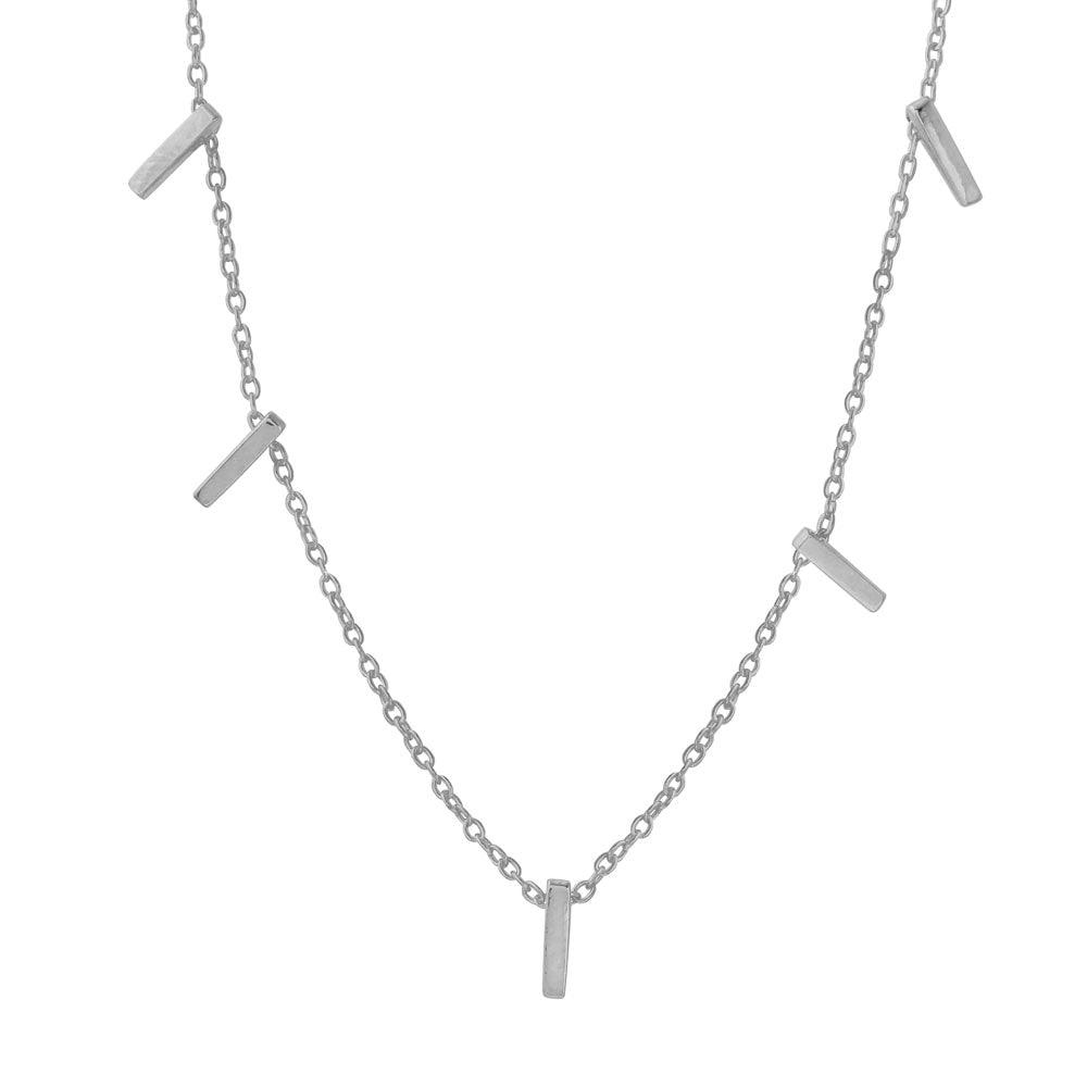 Rhodium Plated 925 Sterling Silver Small Multi Bar Necklace - STP01557RH SPI