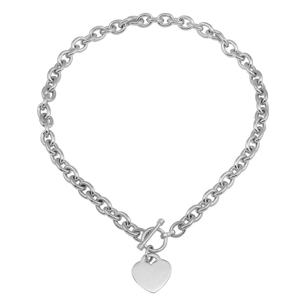 High Polished 925 Sterling Silver Toggle Heart Link Necklace - THN00001 SPI
