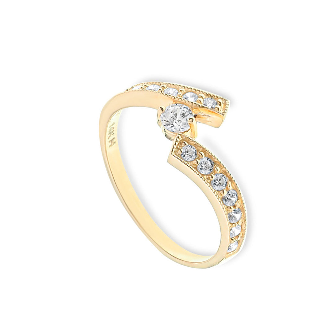 Tension Stone  Setting Ring | 14K Gold With Cz