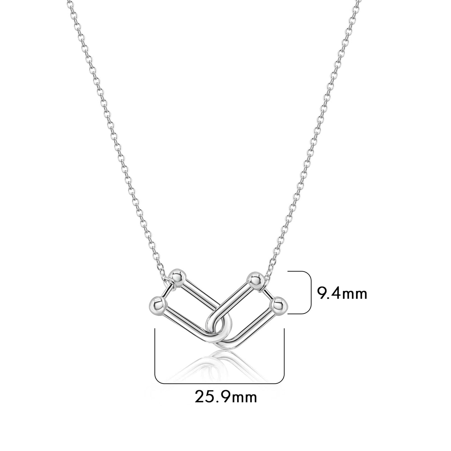Rhodium Plated 925 Sterling Silver Locking Design Necklace - BGP01485 Fantastic Jewelry NYC