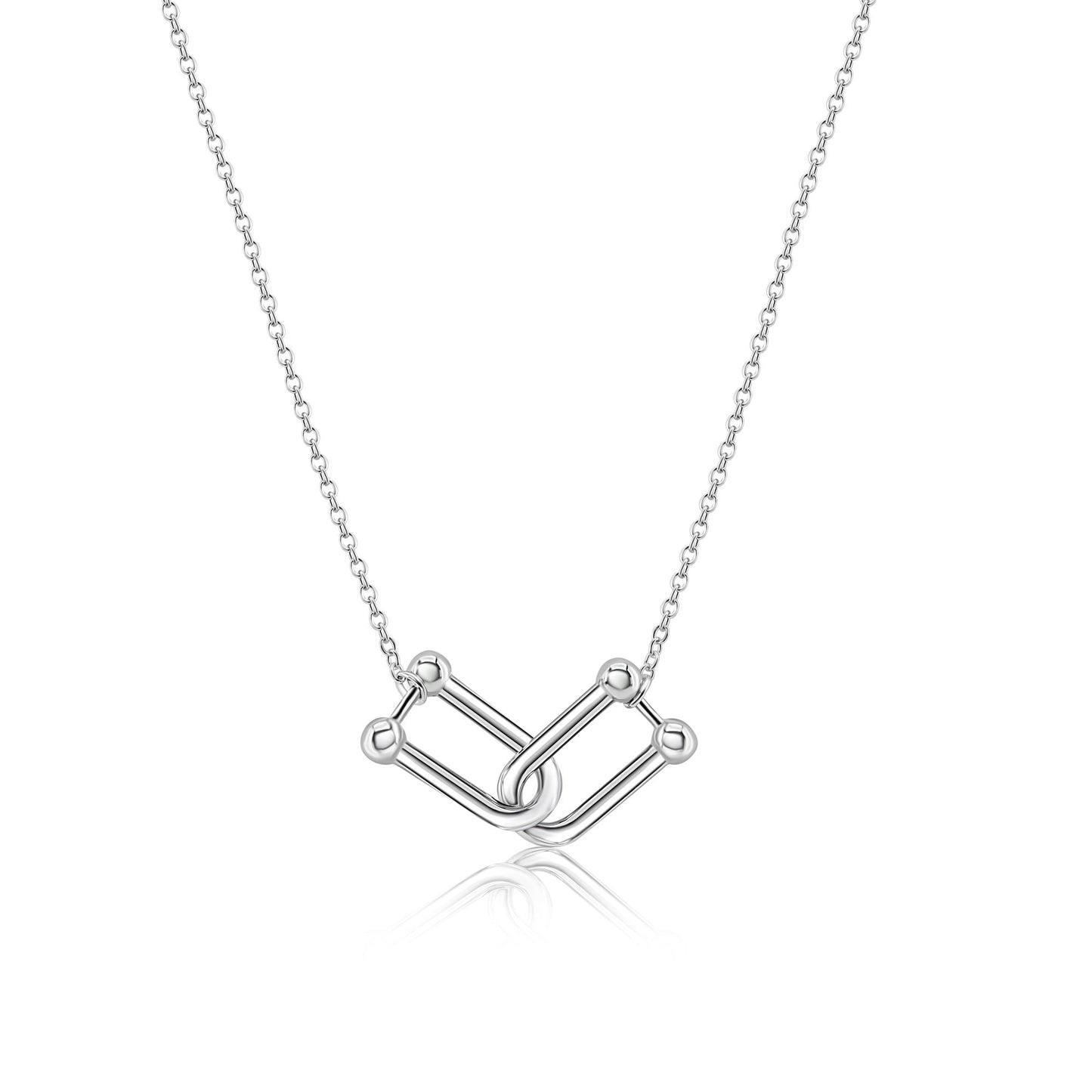 Rhodium Plated 925 Sterling Silver Locking Design Necklace - BGP01485 Fantastic Jewelry NYC