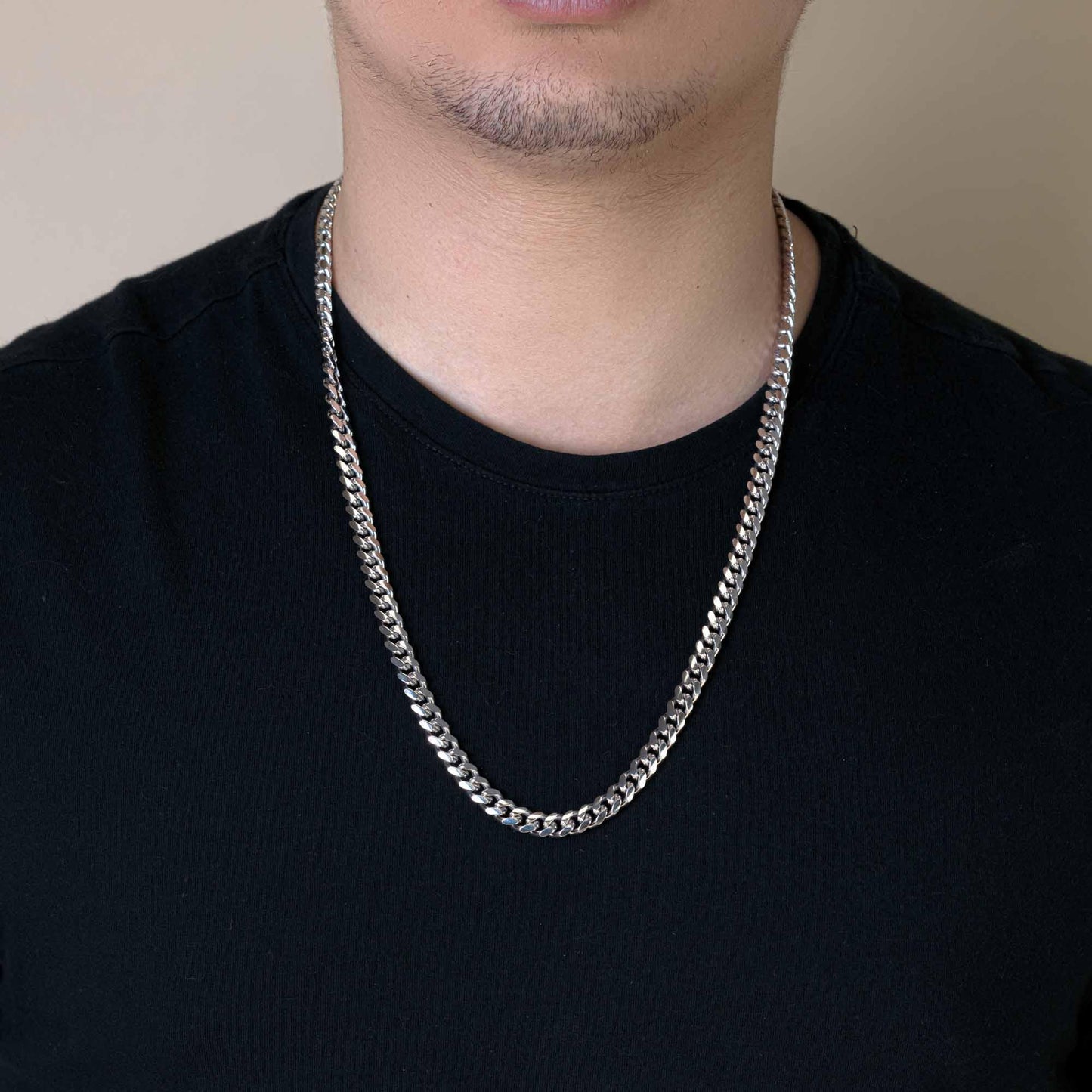 Rhodium Plated 925 Sterling Silver Miami Cuban 200 Bracelet or Chain Link 7mm - CH317 RH SPI