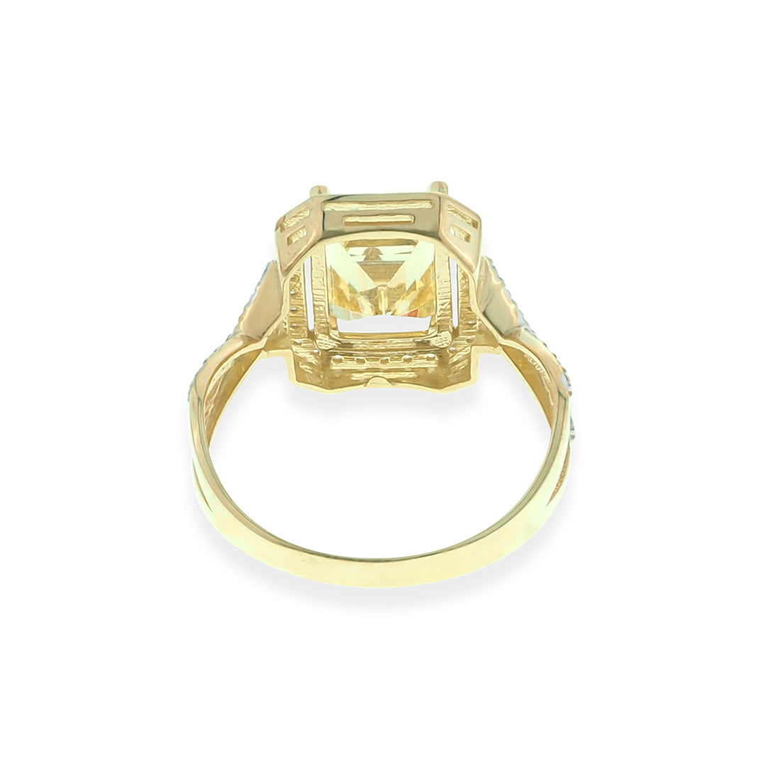 Lady Citrine Stone Ring in 14K Gold With CZ