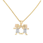 TWO GIRLS PENDANT NECKLACE | 14K GOLD