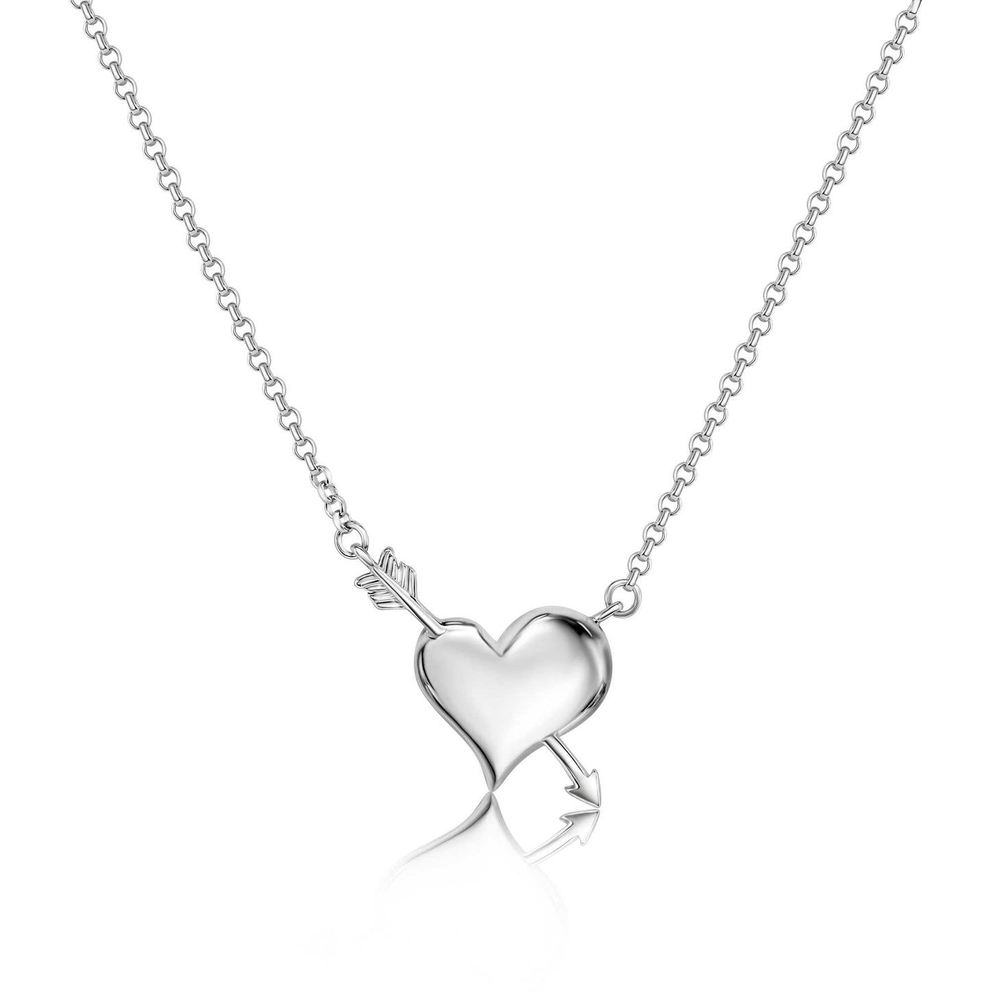 Rhodium Plated 925 Sterling Silver Valentine Heart Necklace Pendant - SOP00182 SPI